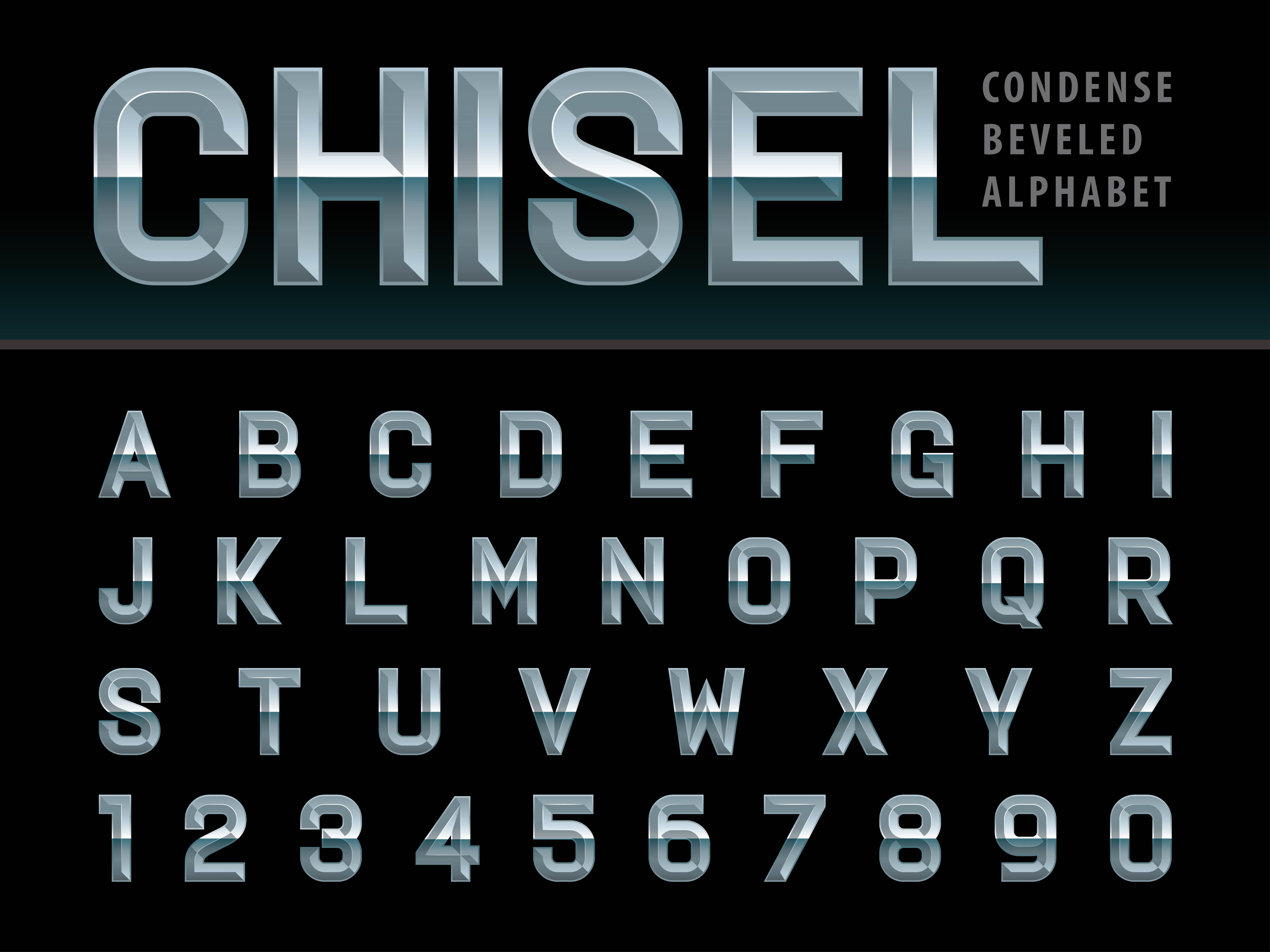 Beveled Chiseled Alphabet Letters and numbers 673487 Vector Art at Vecteezy