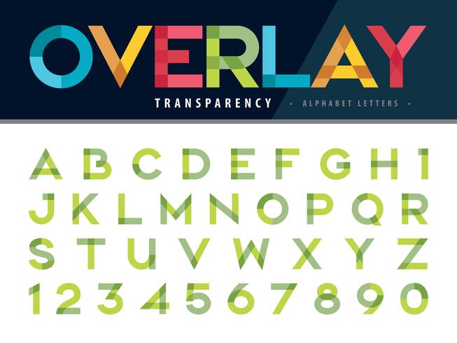 Multicolor transparency Font vector