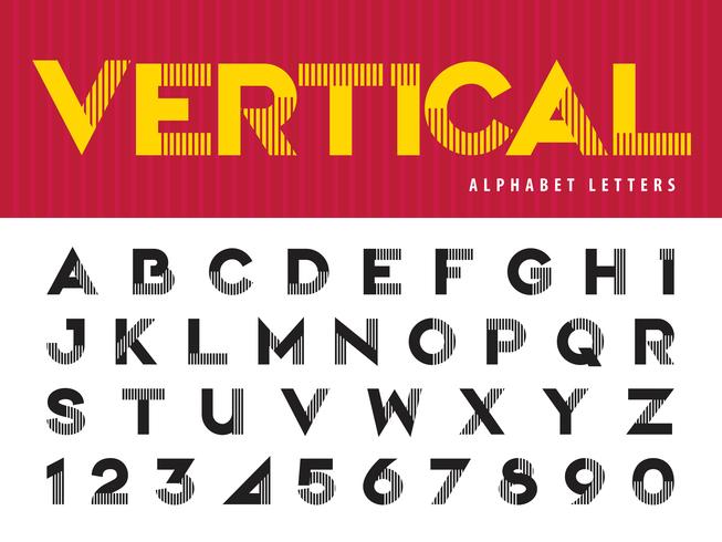 Vertical Lines Alphabet Letters and numbers vector