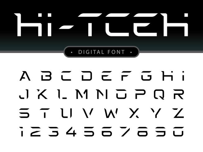 Hi - Tech Alphabet Letters and numbers vector
