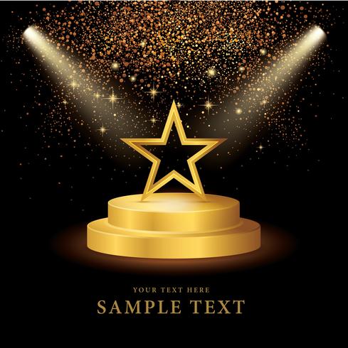 Spotlight on stage with Gold Star and Glitter  vector