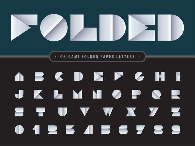 Folded Alphabet Letters and numbers vector