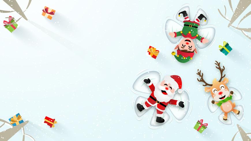 Santa  Clause making snow angles  vector