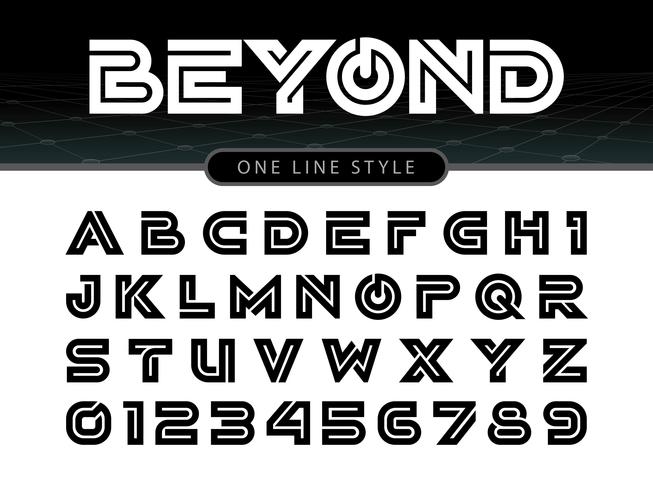 Vector of stylized rounded font and alphabet