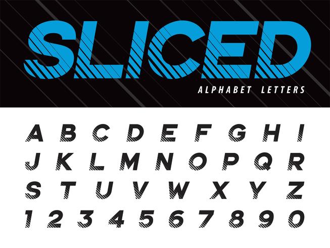 Vector de números y letras del alfabeto moderno Glitch