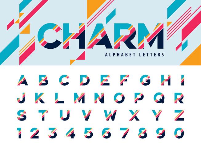 Modern Alphabet Letters and numbers vector