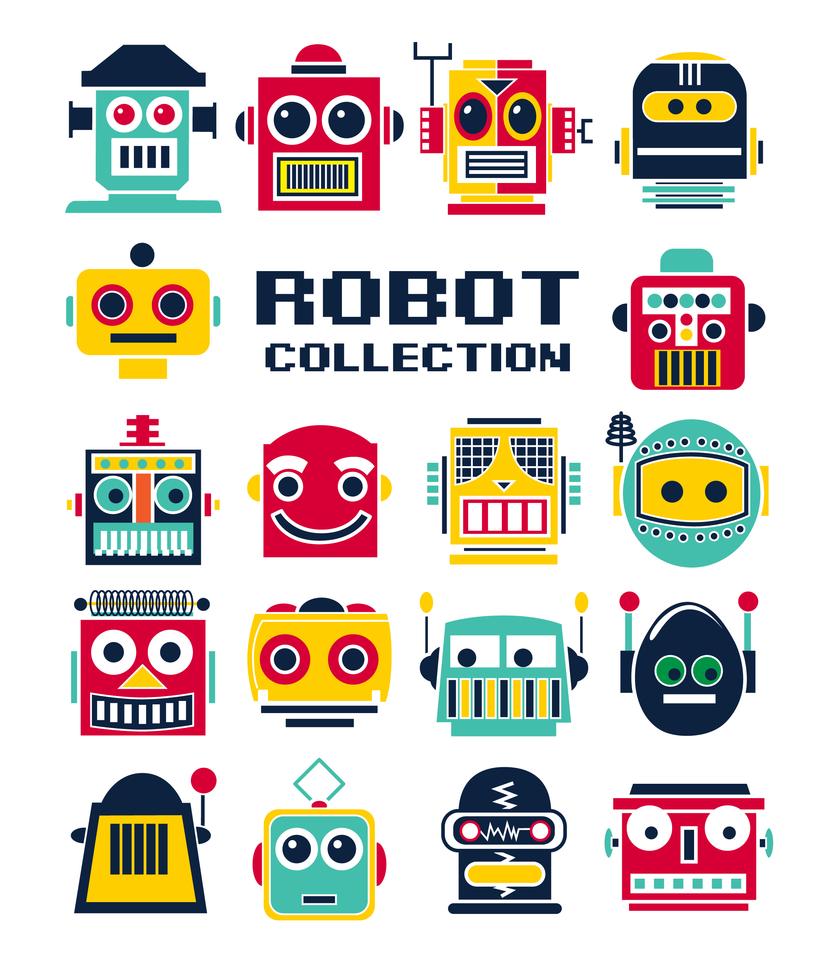 Hand drawn cute robot heads 673685 Vector Art at Vecteezy