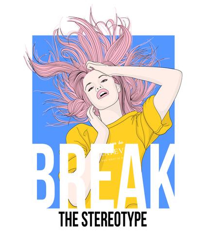 Hand Drawn Girl Flipping Hair In The Air With Typography