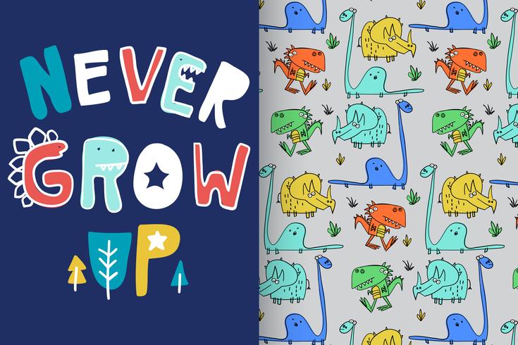 Never Grow Up Typography with pattern set vector