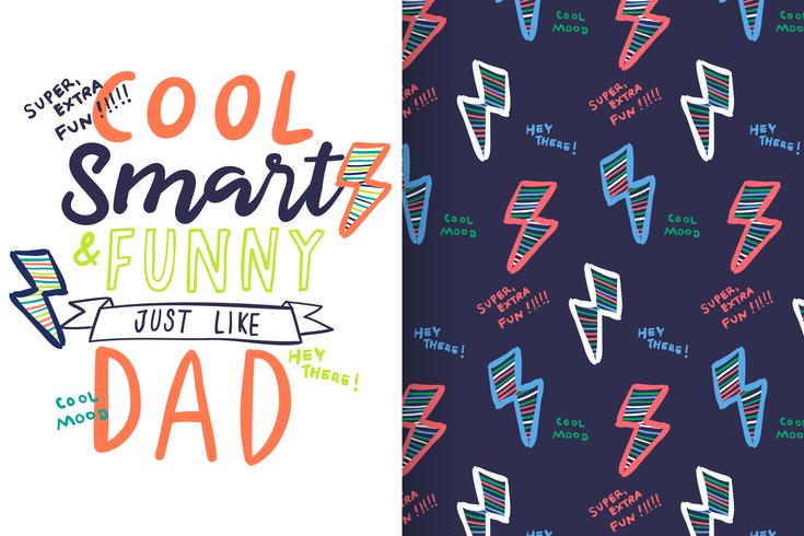 Cool Smart and Funny Typography with pattern set vector