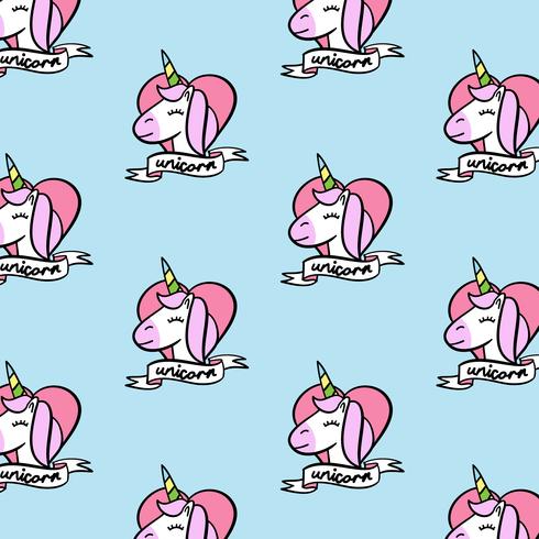 Cartoon unicorn seamless pattern background vector