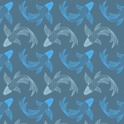 Hand drawn koi fish pattern background vector