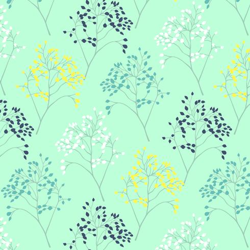 Delicate line tree branch and leaf pattern background vector