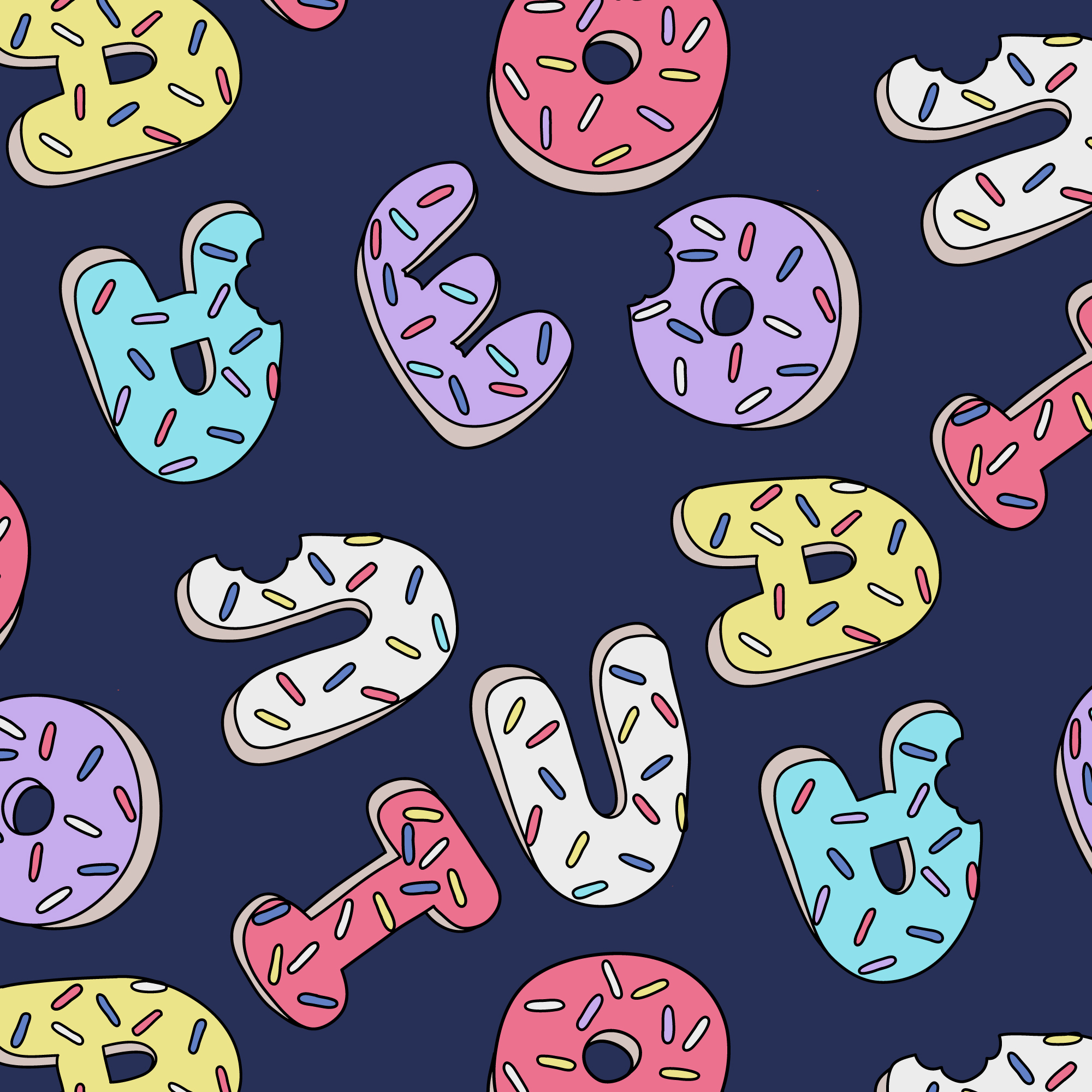 Hand drawn donut letter pattern background 673873 Vector Art at Vecteezy