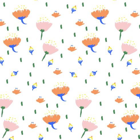 Hand drawn bold spring flower print pattern  vector