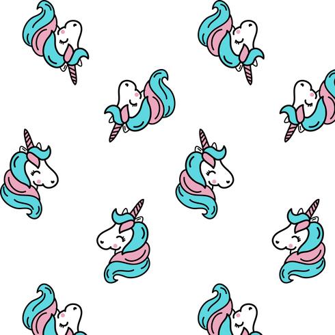Patrón de unicornio verde y rosa de dibujos animados vector