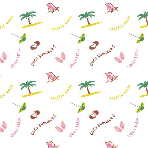 Hand drawn summer beach pattern  vector