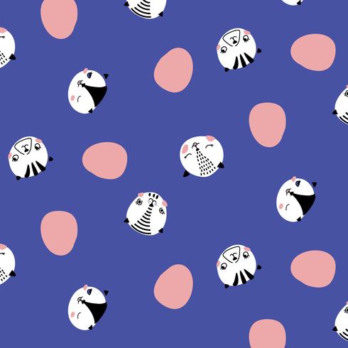 Hand drawn cat faces pattern  vector