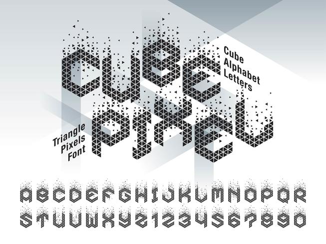 Cube Pixel Alphabet Letters and numbers vector