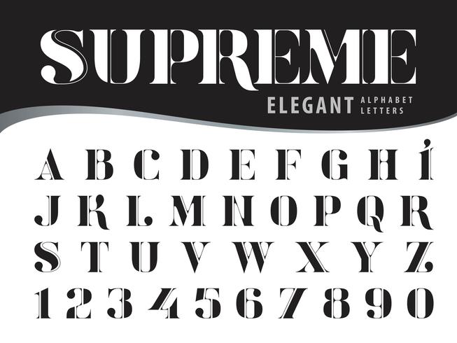 Letras y números elegantes del alfabeto supremo vector