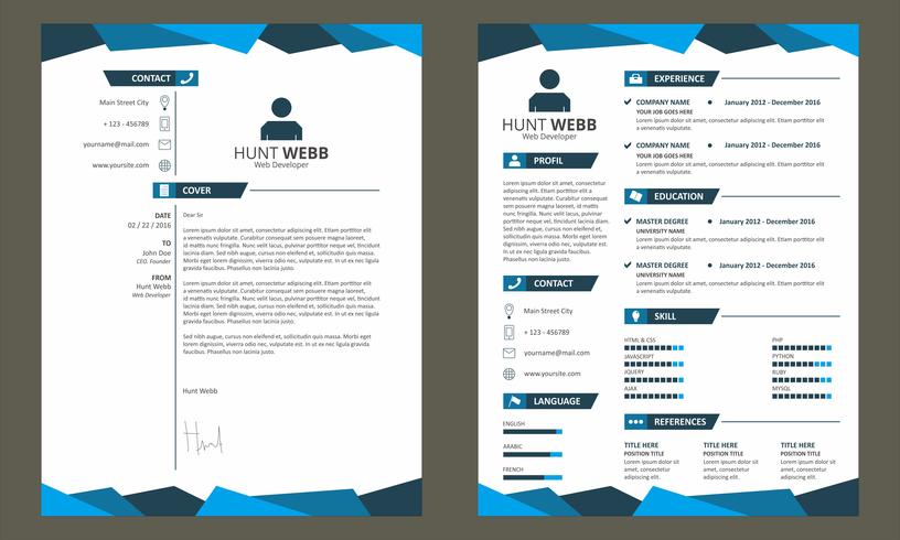 Vector de plantilla de portada de CV CV