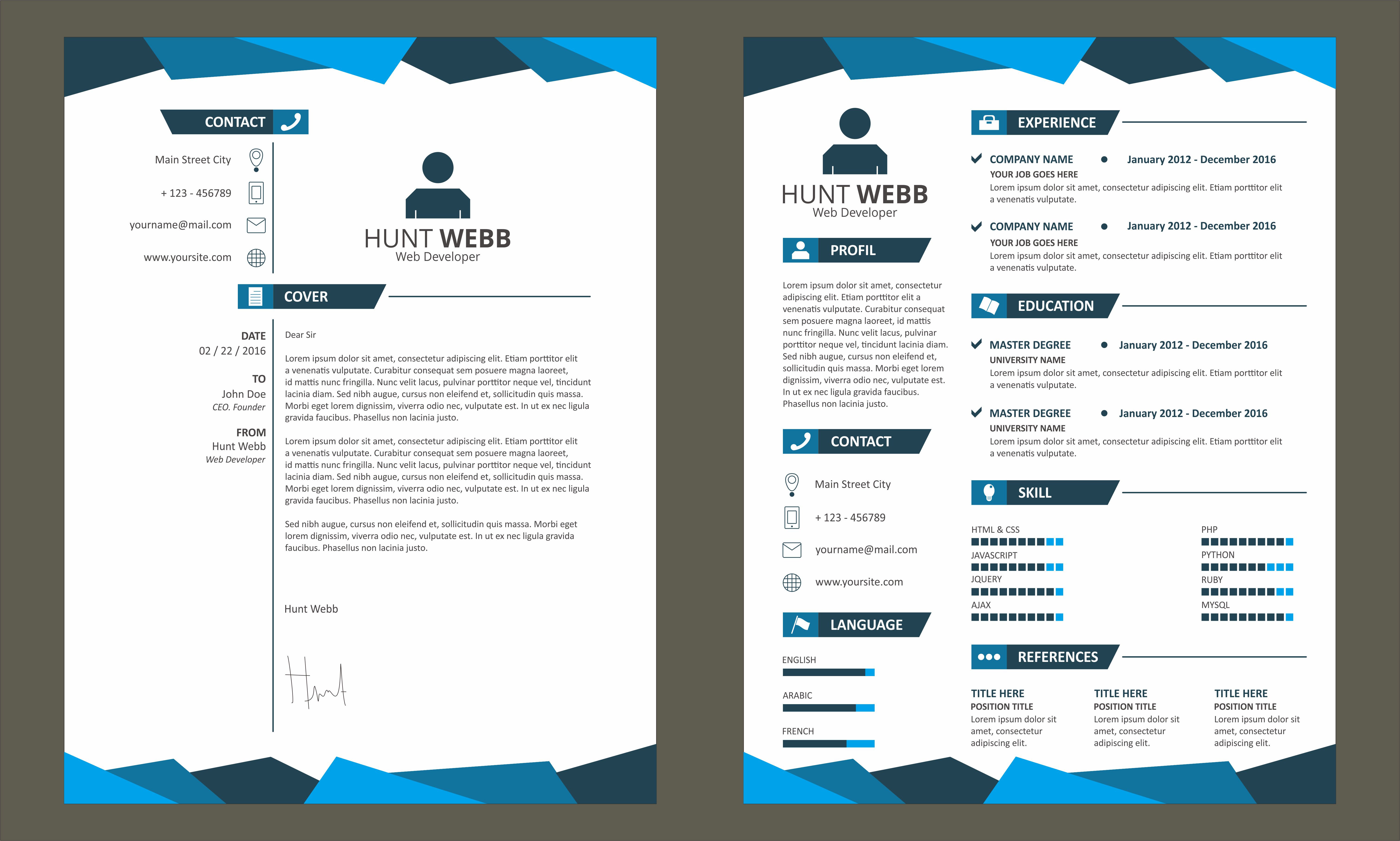 resume cover page template