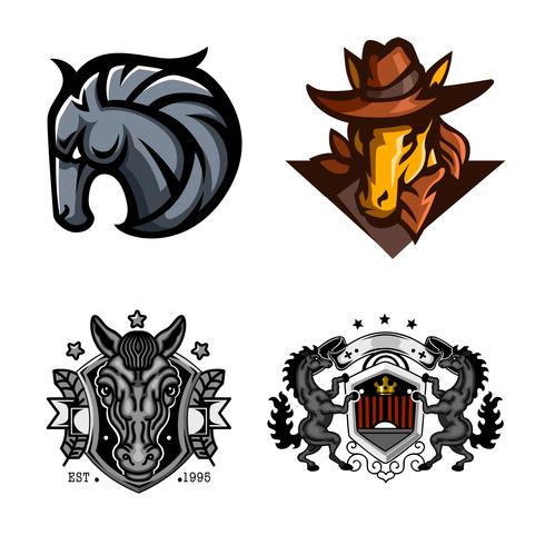 Horse, Set of mascot logo vector