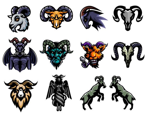 Set of Goat Sticker design vector