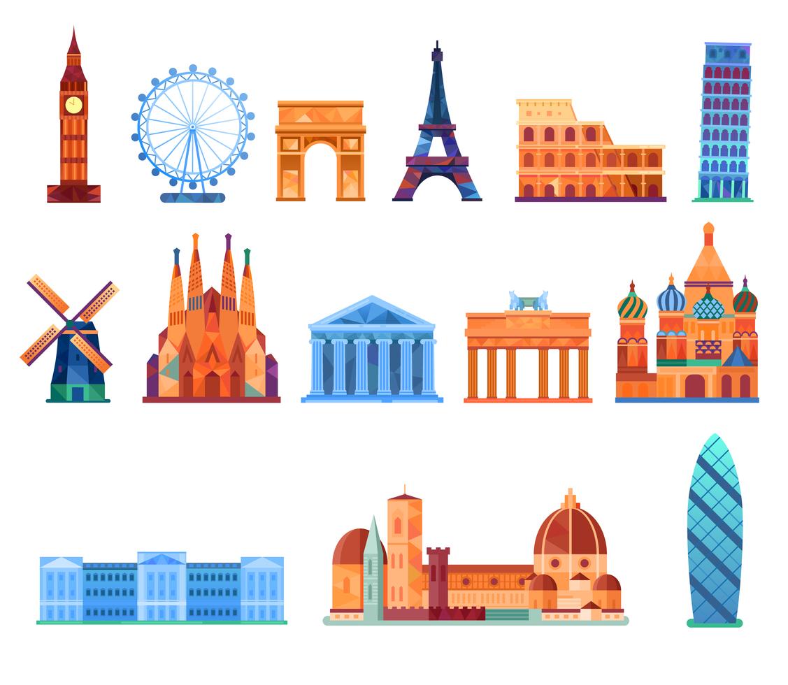 Europe landmark places 674102 Vector Art at Vecteezy