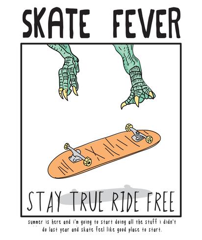 Hand drawn skateboarding illustration vector
