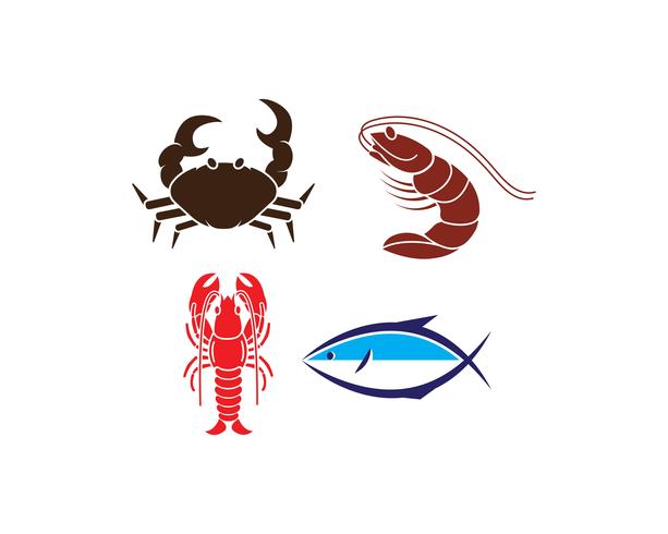 seafood icon set vector