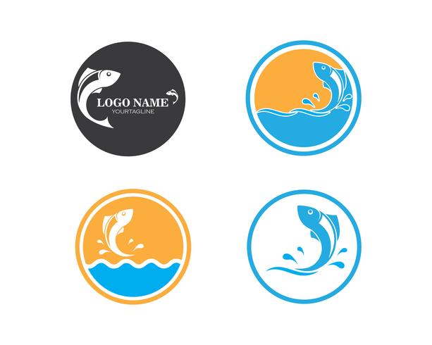 Conjunto de iconos de logo de pescado vector