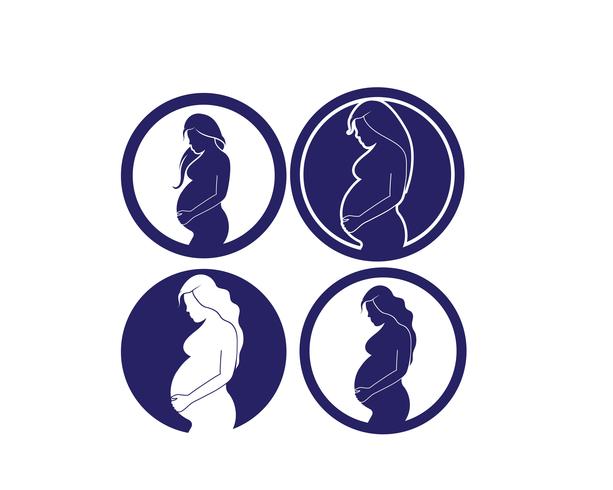 Pregnant women icon set vector