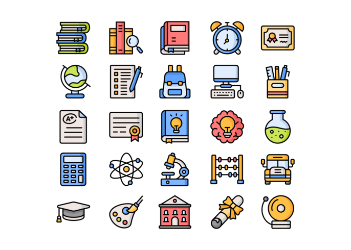 School Icons - Filled Line vector