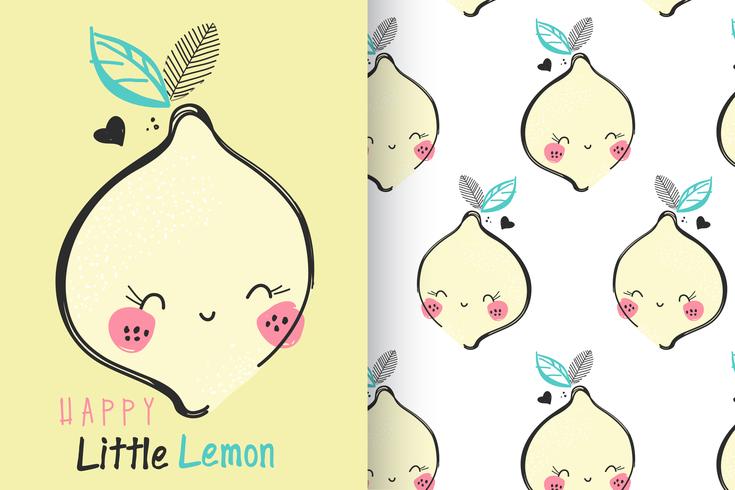  lemon with pattern set vector