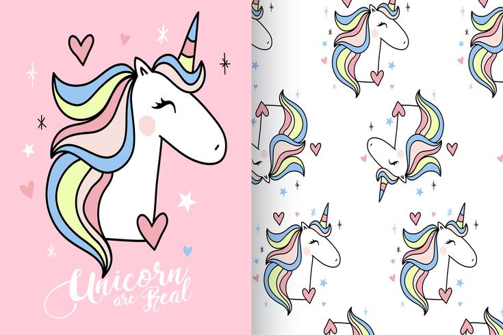 Unicorns Are Real Hand Drawn Unicorn Pattern vector