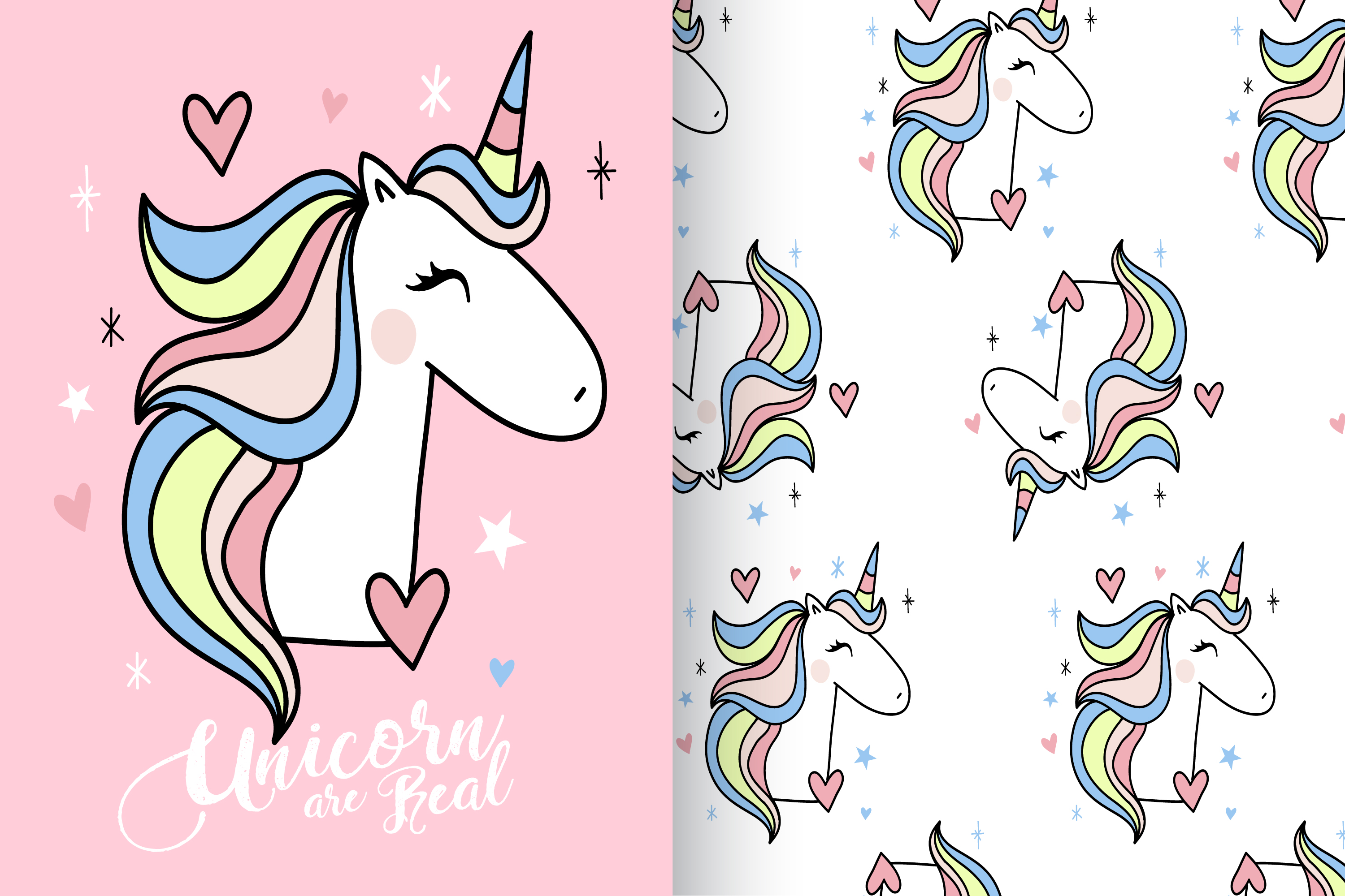unicorns are real hand drawn unicorn pattern 674233 vector