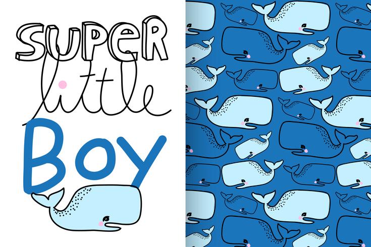 whale with pattern set vector