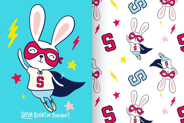 Super Bunny in Training Pattern set vector