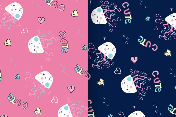 jellyfish pattern set vector