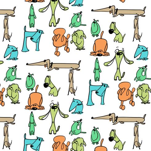 Hand drawn colorful silly dog pattern  vector