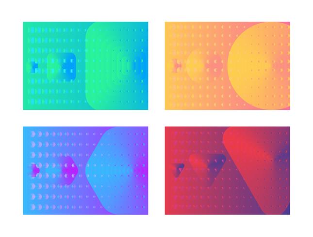 Poster set design gradient colorful halftone shape style vector