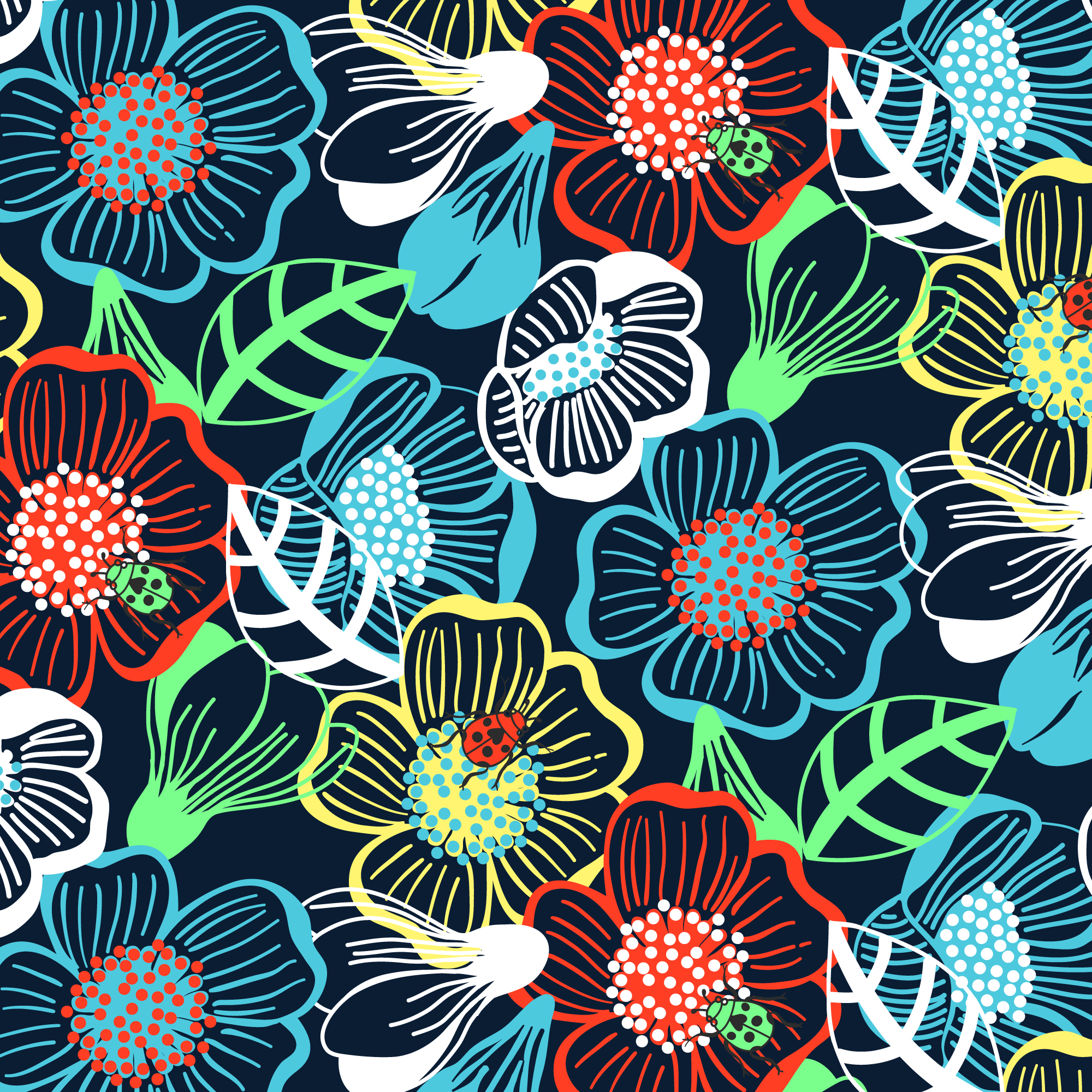 Hand drawn bold colorful large print floral pattern 674347 Vector