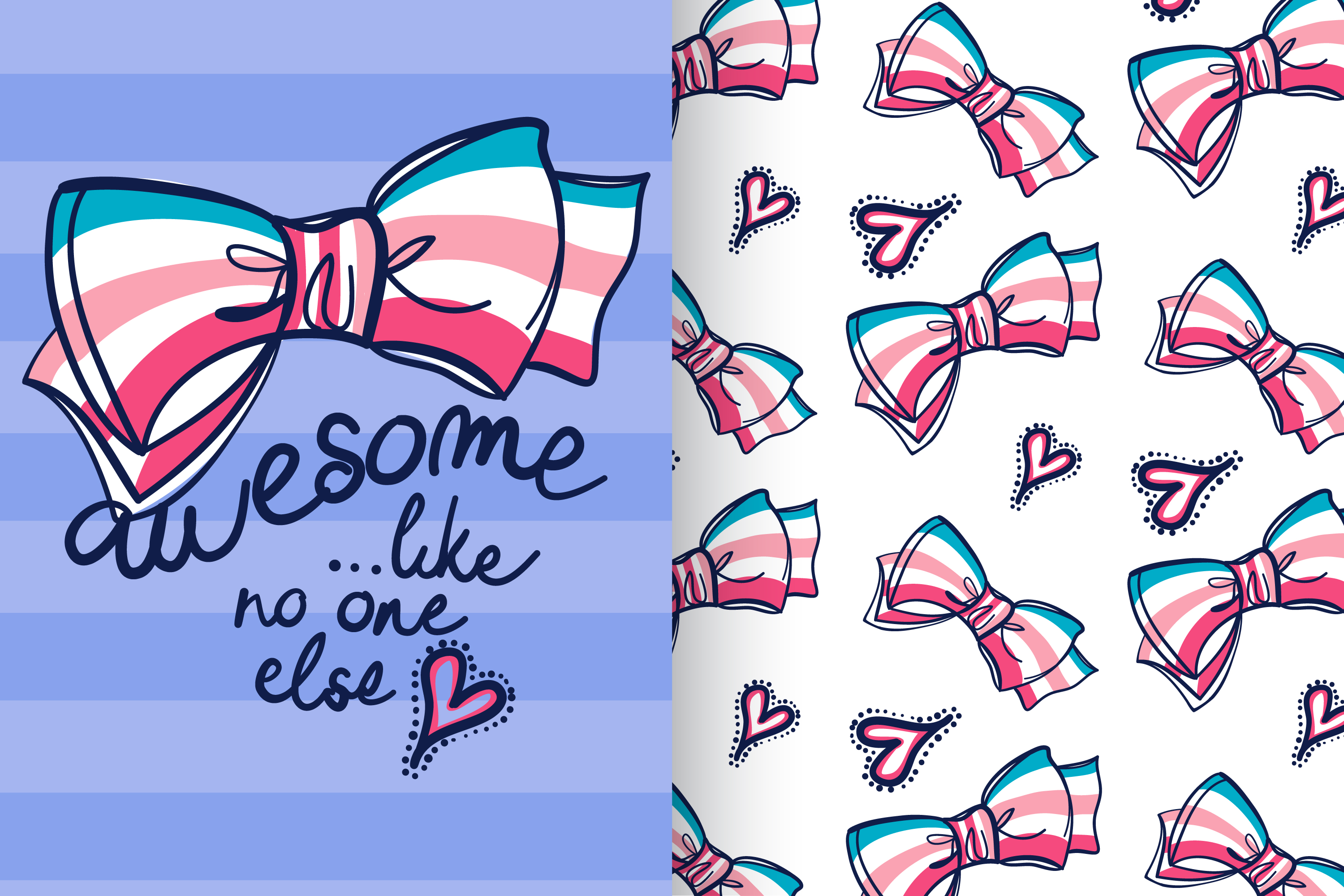 Hand drawn cute ribbon with pattern set 674359 Vector Art at Vecteezy