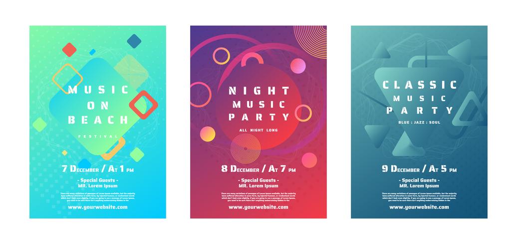 Music on Beach Poster Set  vector