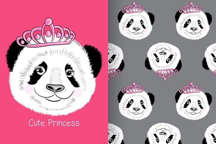 Cute Princess Hand Drawn Pattern Set vector