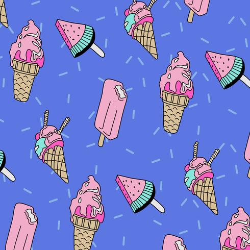 Hand drawn ice cream pattern  vector