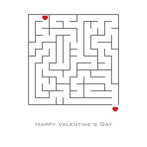Valentine's day background with heart shaped in maze  vector