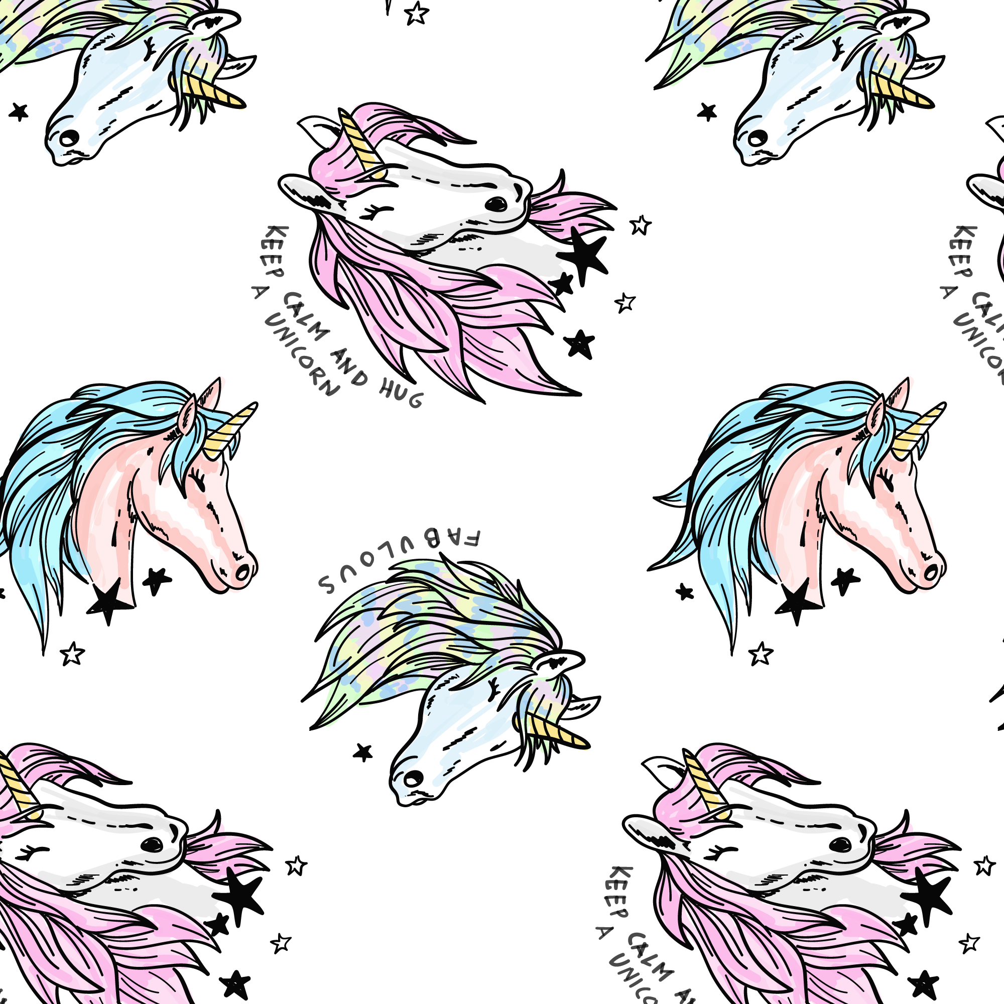 hand drawn pastel unicorn head pattern 674388 vector art at vecteezy