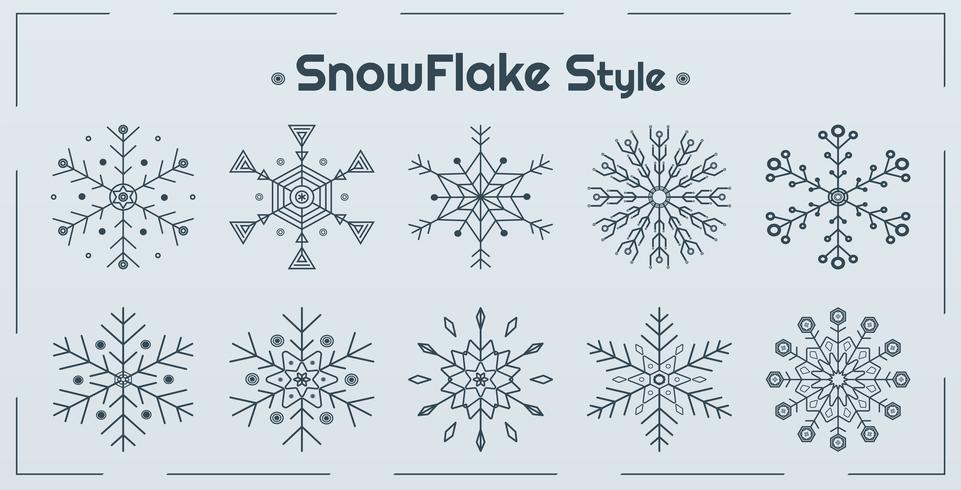 Set of Snowflake Styles  vector